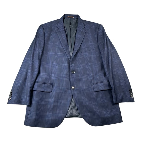 Peter Millar Blue Checked Current Pure Wool Men's Sportcoat Size 44R